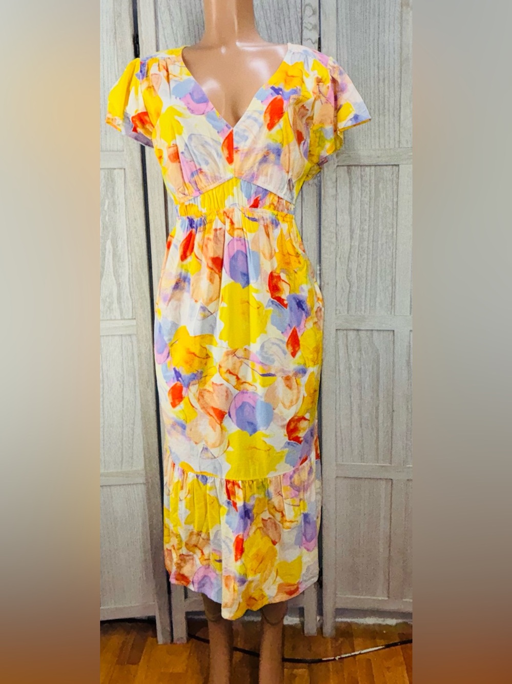 Ingrid & Isabel Yellow Multi-Color Floral Maxi Dress
